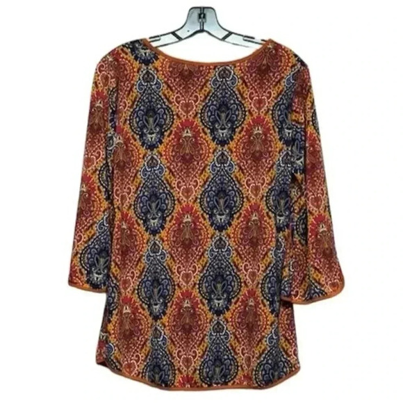 Susan Lawrence Women's Boho Multicolor Paisley Blouse Top Size S - Picture 2 of 3